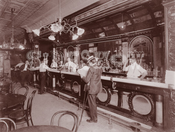 newspaper saloon vintage photo